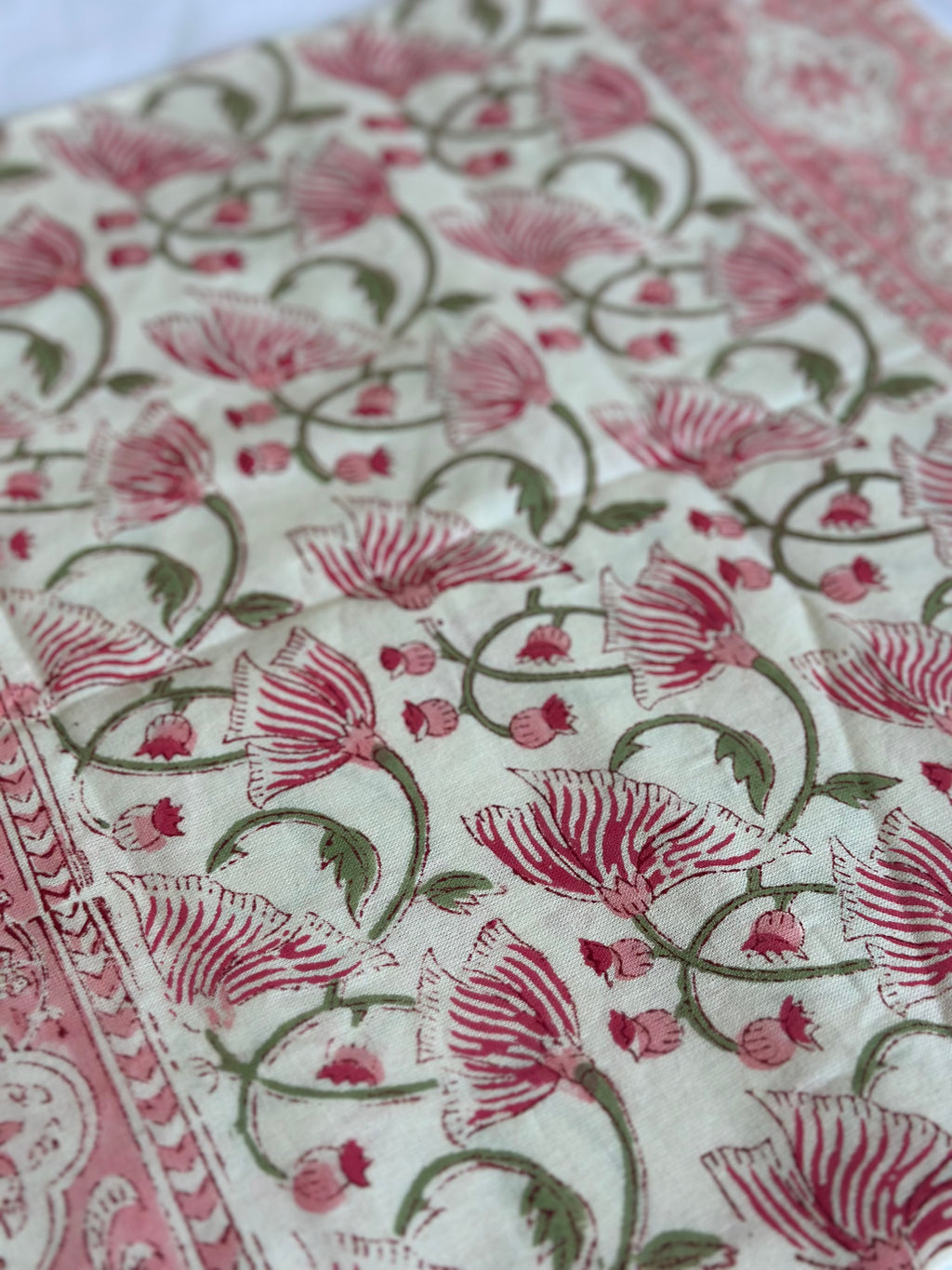 Handmade Jaipur Block Print Table Runner - Pink
