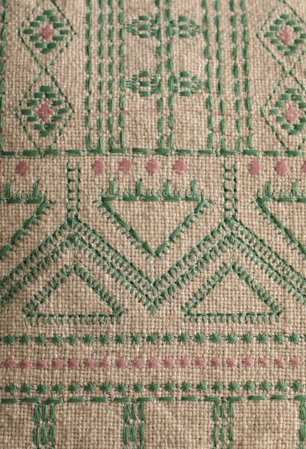 Sage Meadow Embroidered Linen Cushion Cover