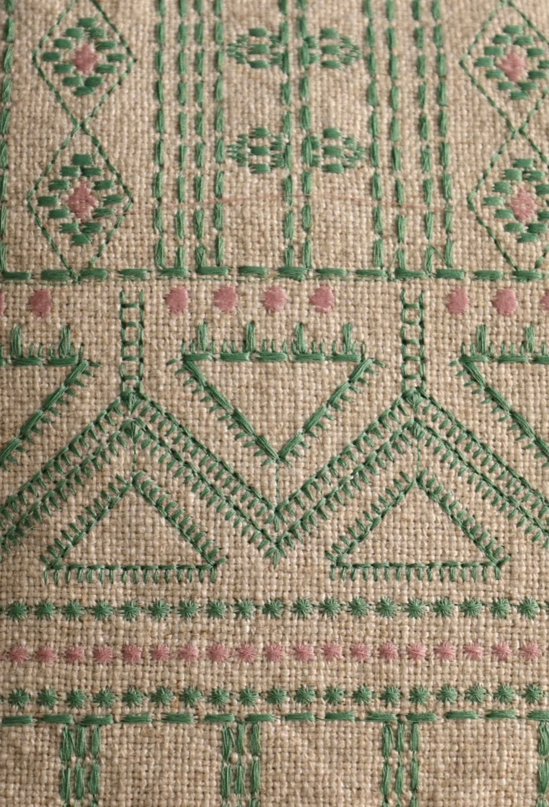 Sage Meadow Embroidered Linen Cushion Cover