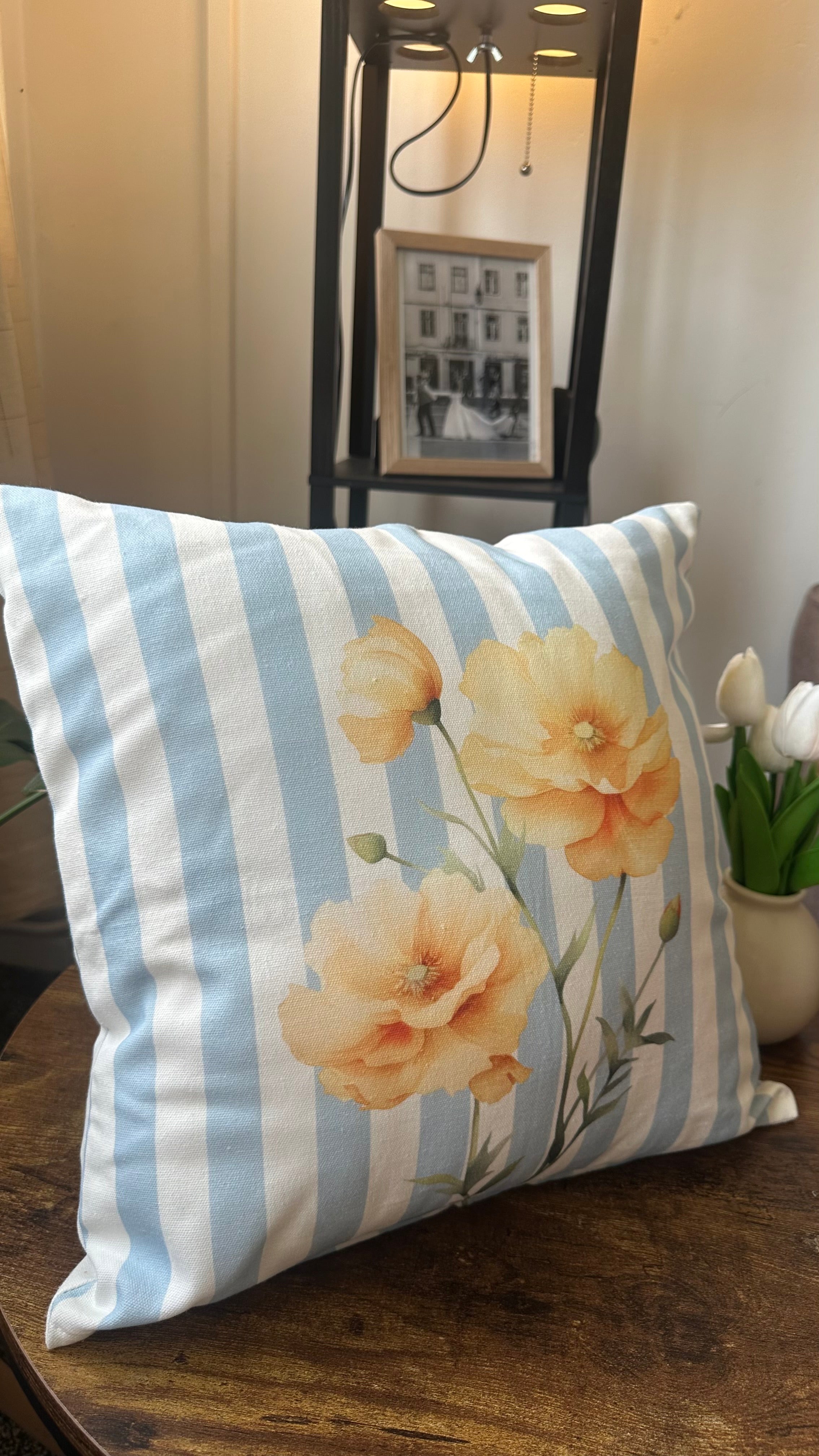 Vintage Style Striped & Floral Cushion cover
