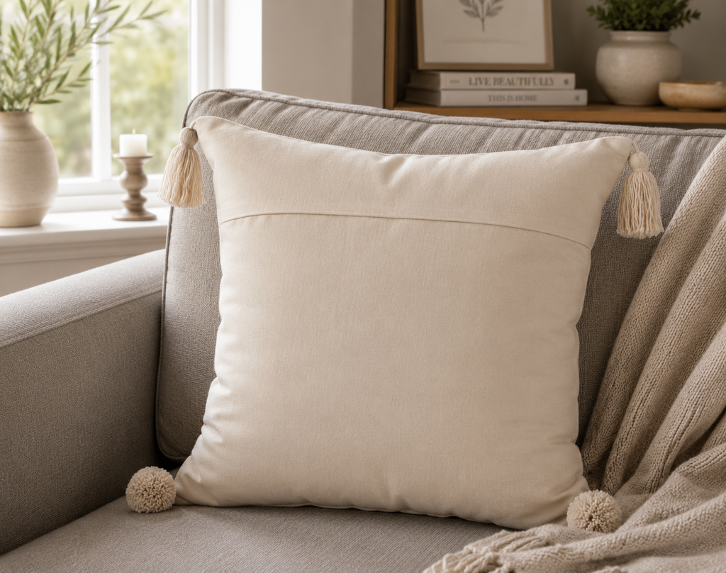 Ivory Bloom Tassels Cushion / Cover