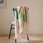 Checked Tasselled Throw Aqua Blossom