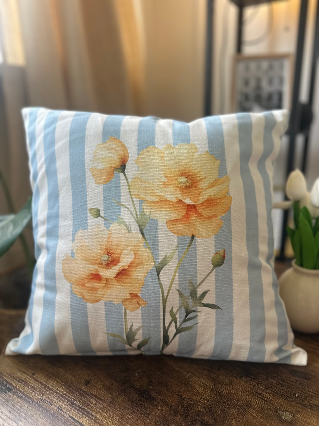 Vintage Style Striped & Floral Cushion cover