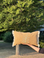 Mustard Textured Embroidered Cushion