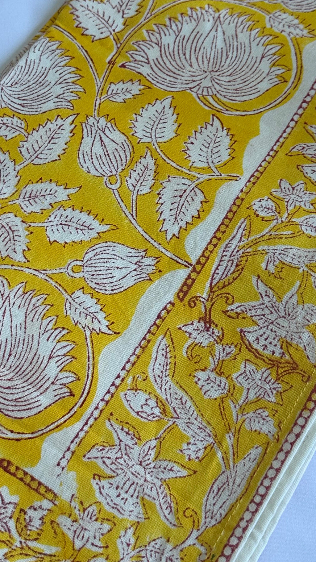 Handmade Jaipur Block Print Table Runner - Yellow