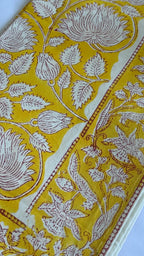 Handmade Jaipur Block Print Table Runner - Yellow