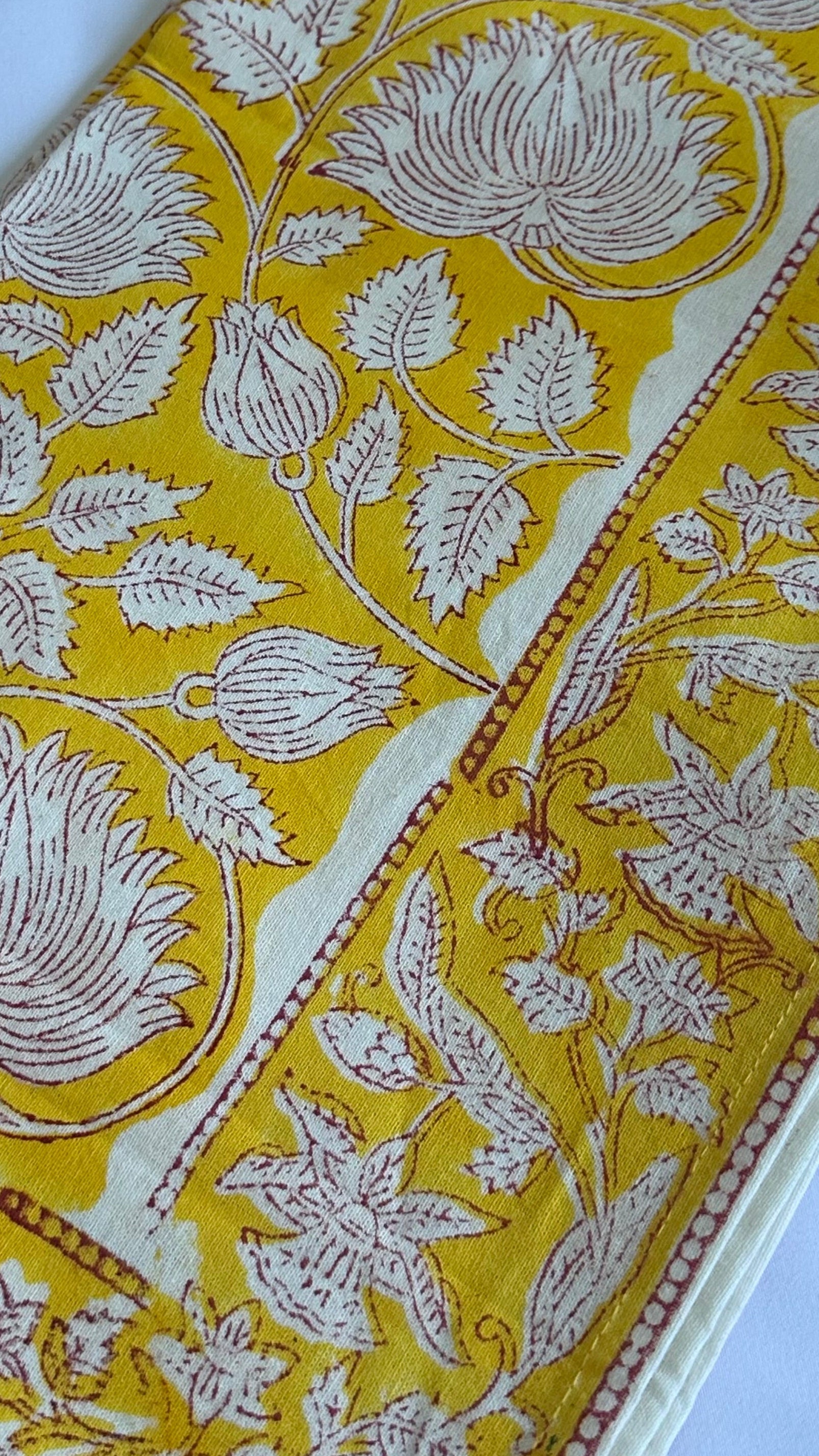 Handmade Jaipur Block Print Table Runner - Yellow