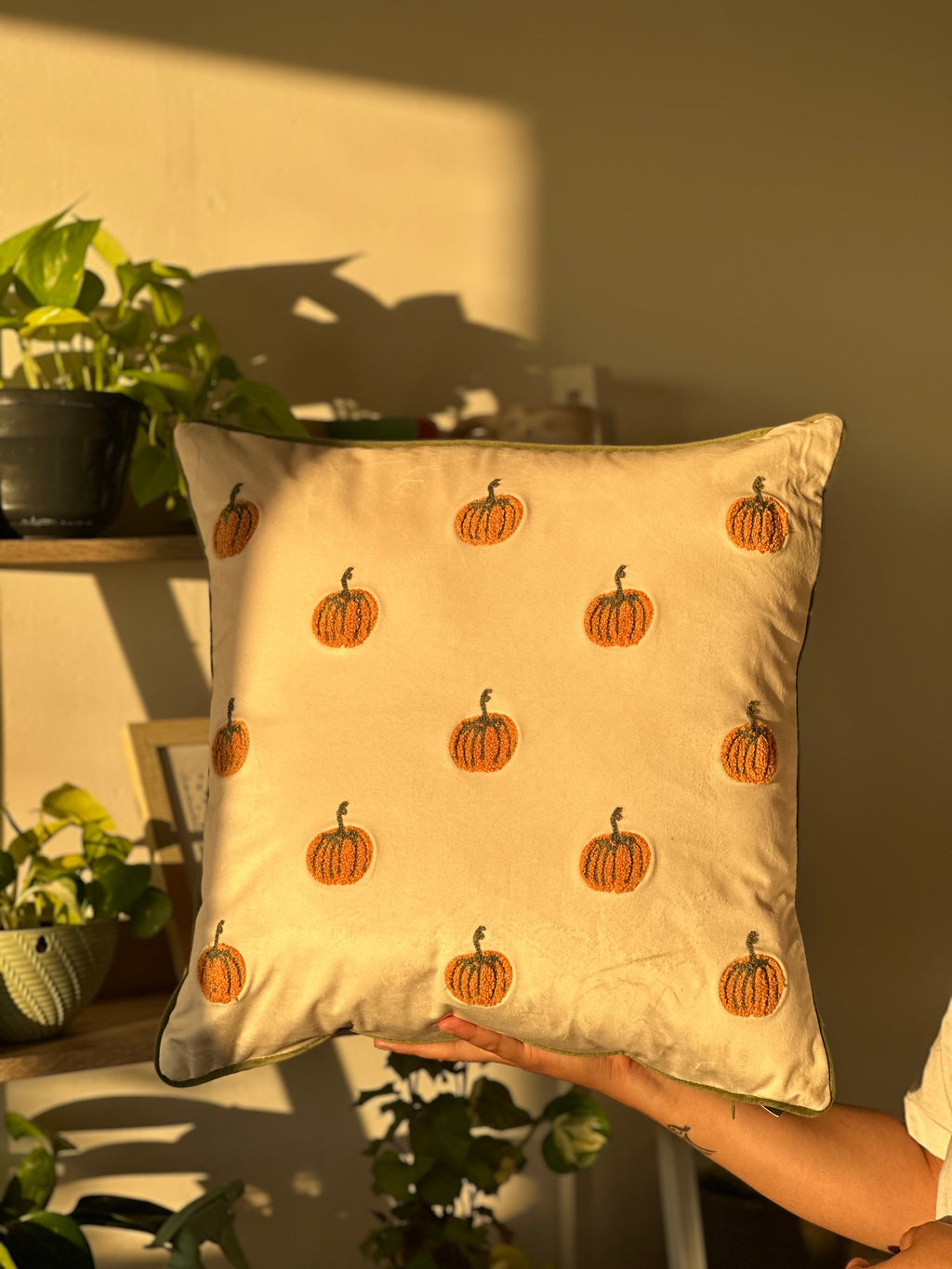 Pumpkin Spice Tufted Velvet Cushion