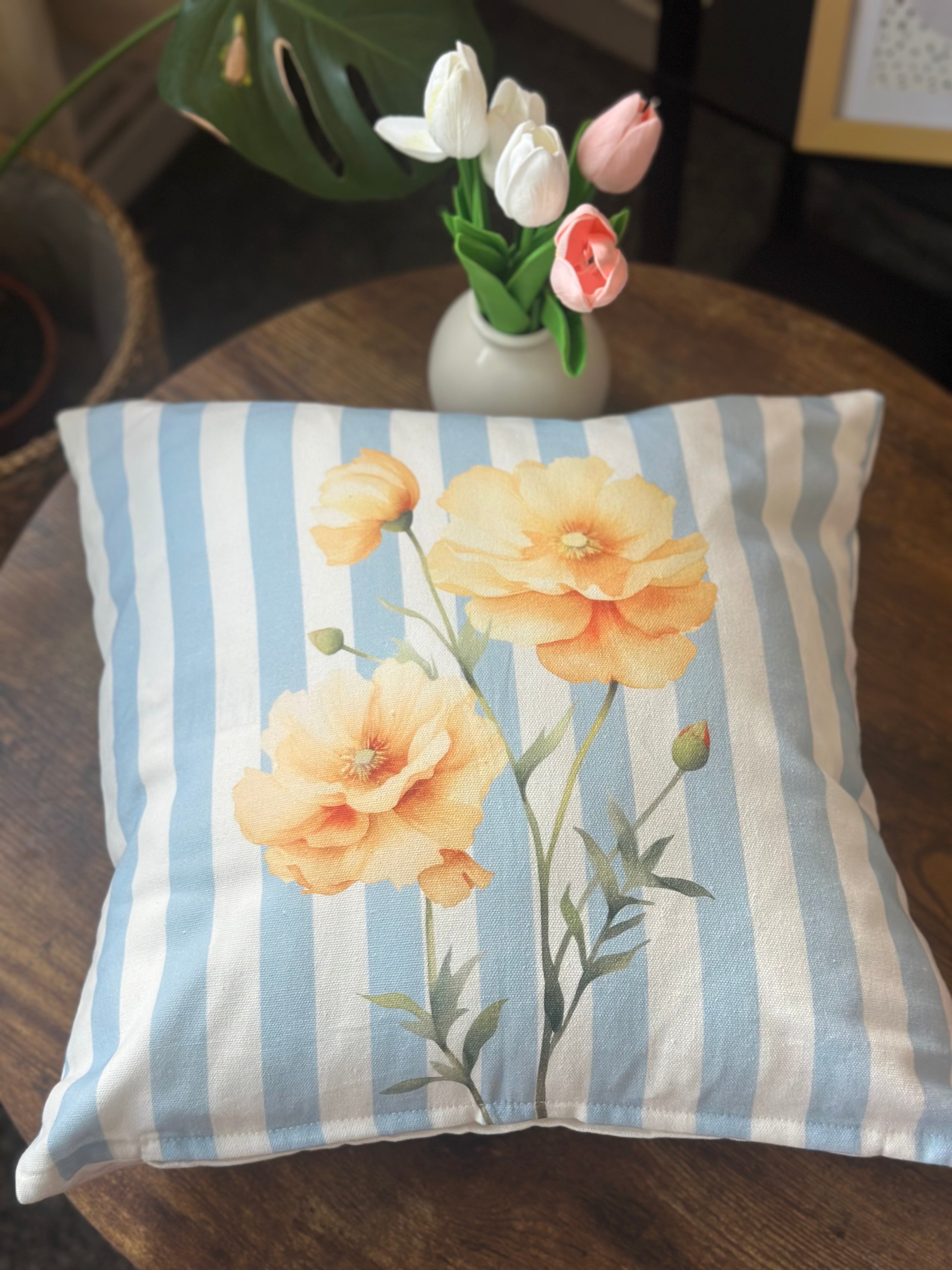Vintage Style Striped & Floral Cushion cover
