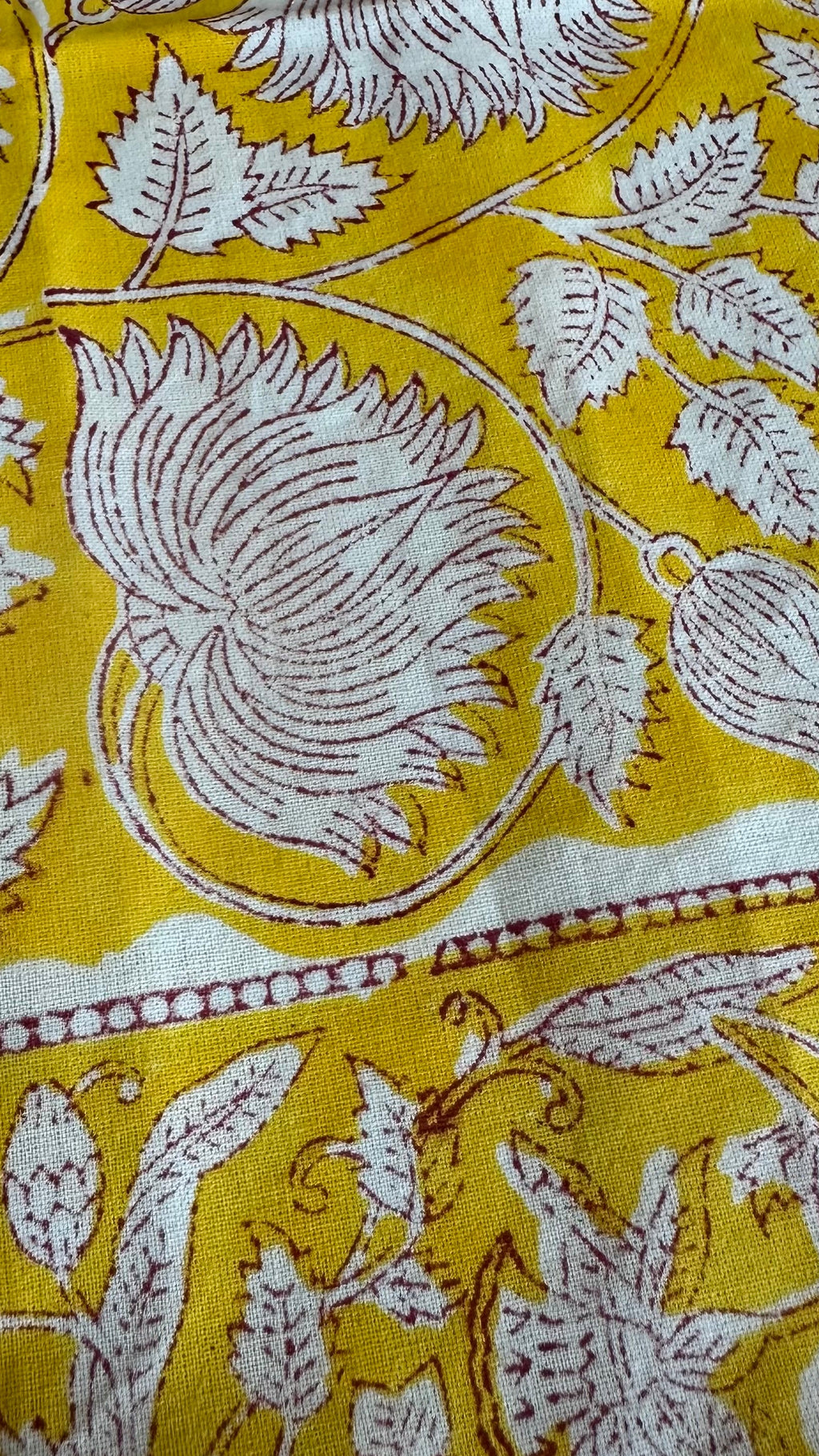 Handmade Jaipur Block Print Table Runner - Yellow