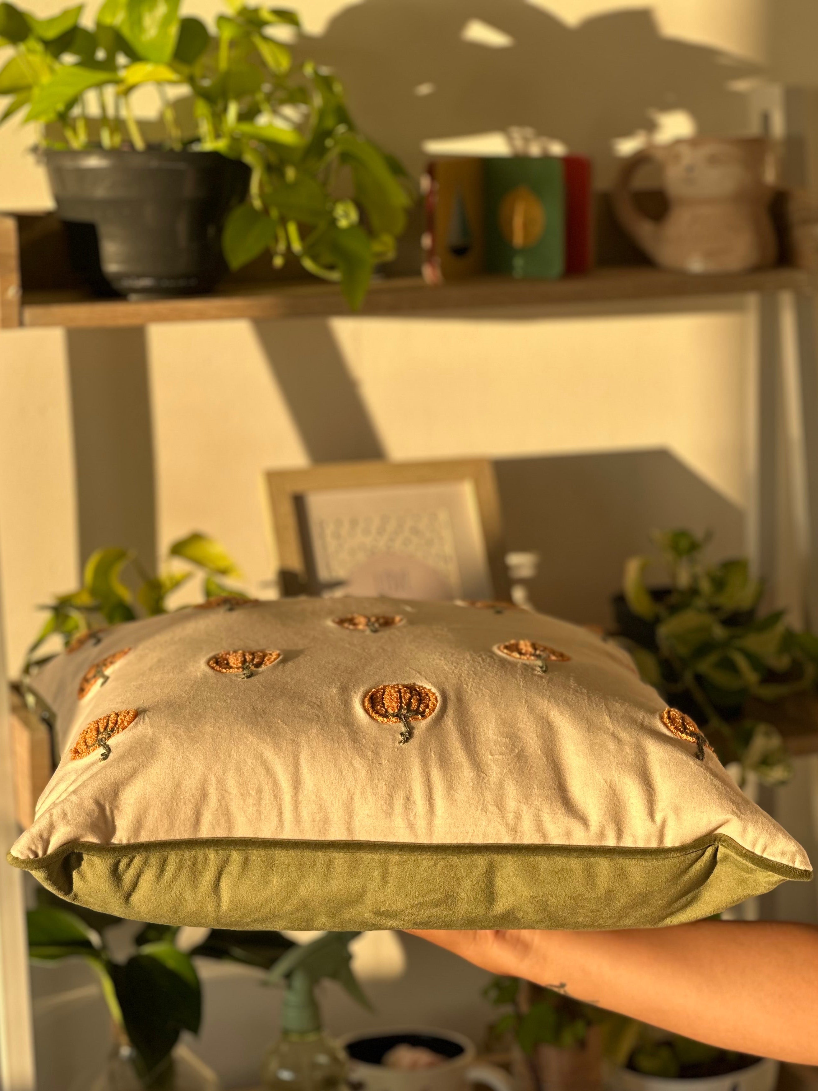 Pumpkin Spice Tufted Velvet Cushion