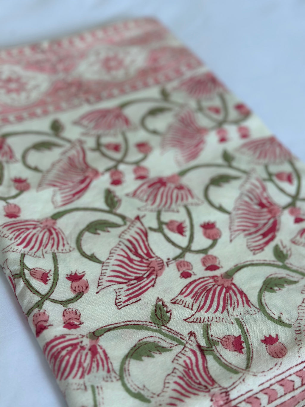 Handmade Jaipur Block Print Table Runner - Pink