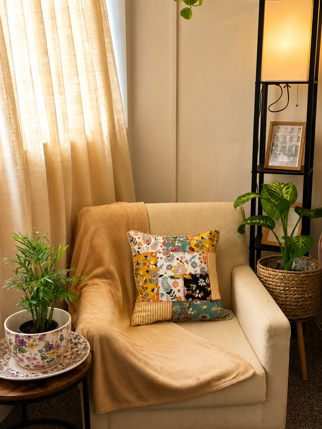 Multicoloured Patch work Cushion cover