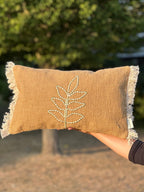 Mustard Textured Embroidered Cushion