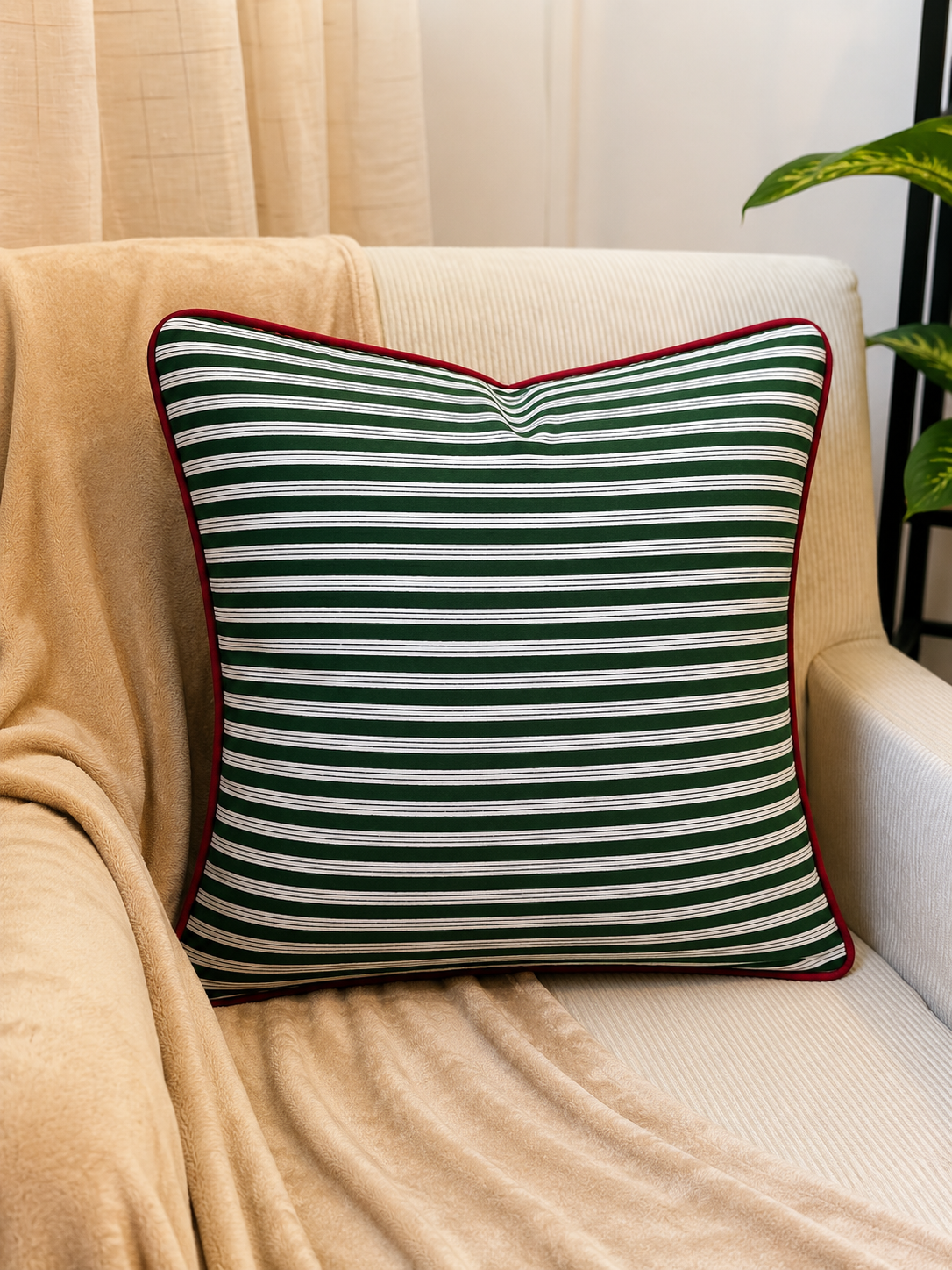 Emerald Green Qulited Jungle Safari Printed Cushion Covrer