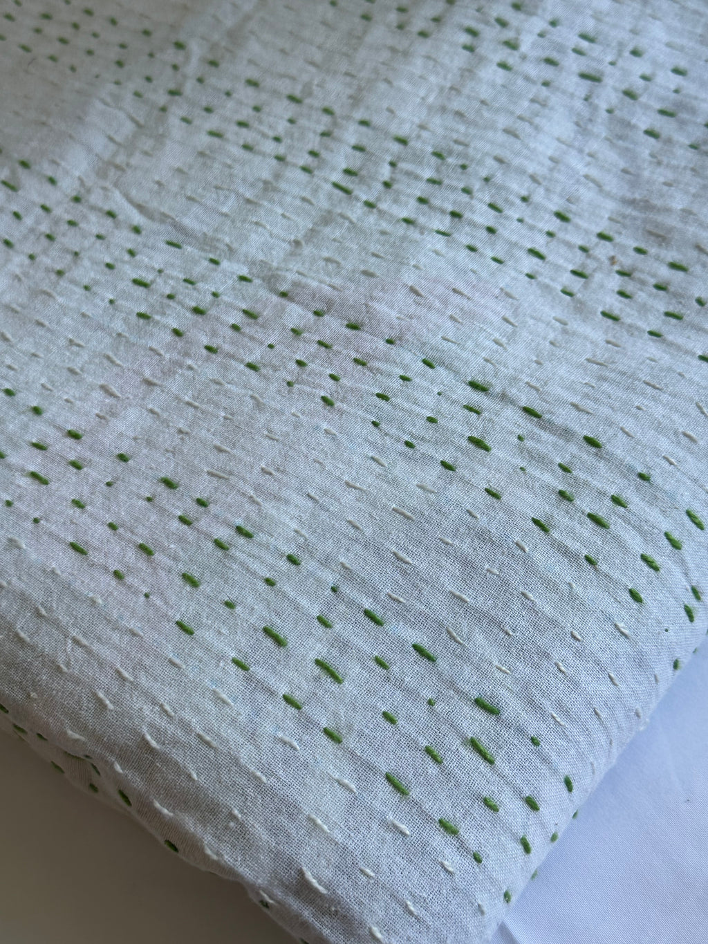 Kantha Stitched Pure Cotton Sofa or Bed Dohar - Flamingo Botanical Natural Print