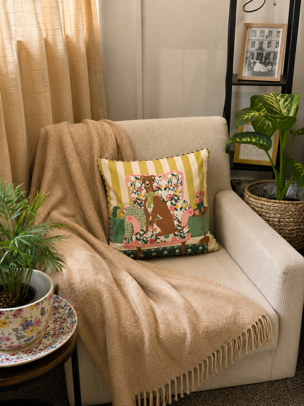 English Garden Dog Cushion Cover