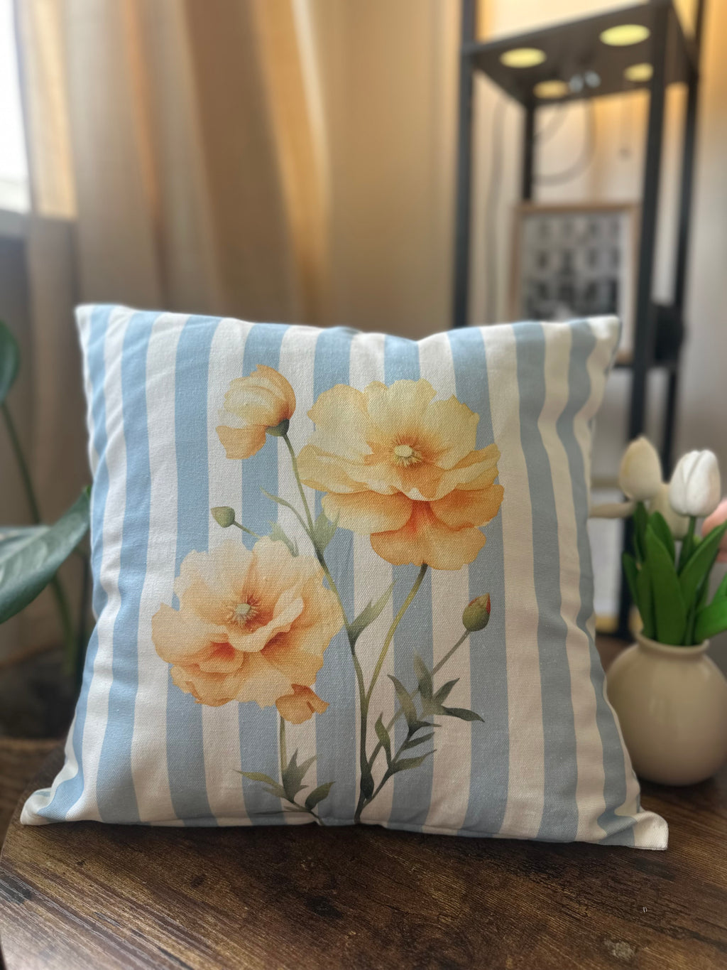 Vintage Style Striped & Floral Cushion cover
