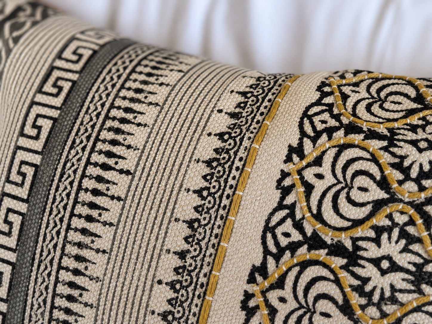 Geometric Rectangular Cushion Cover  Black & Yellow