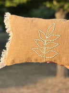 Mustard Textured Embroidered Cushion