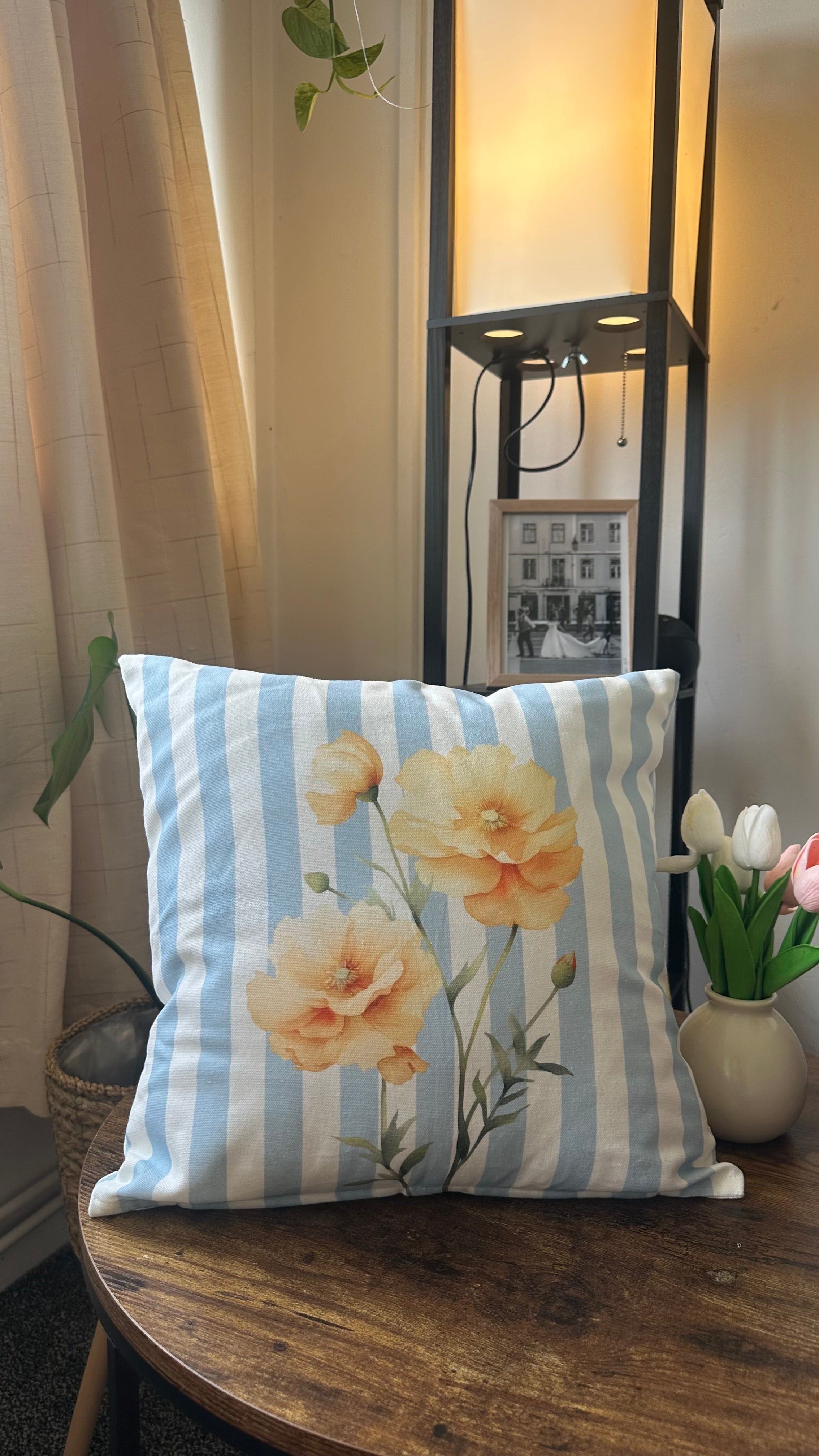 Vintage Style Striped & Floral Cushion cover