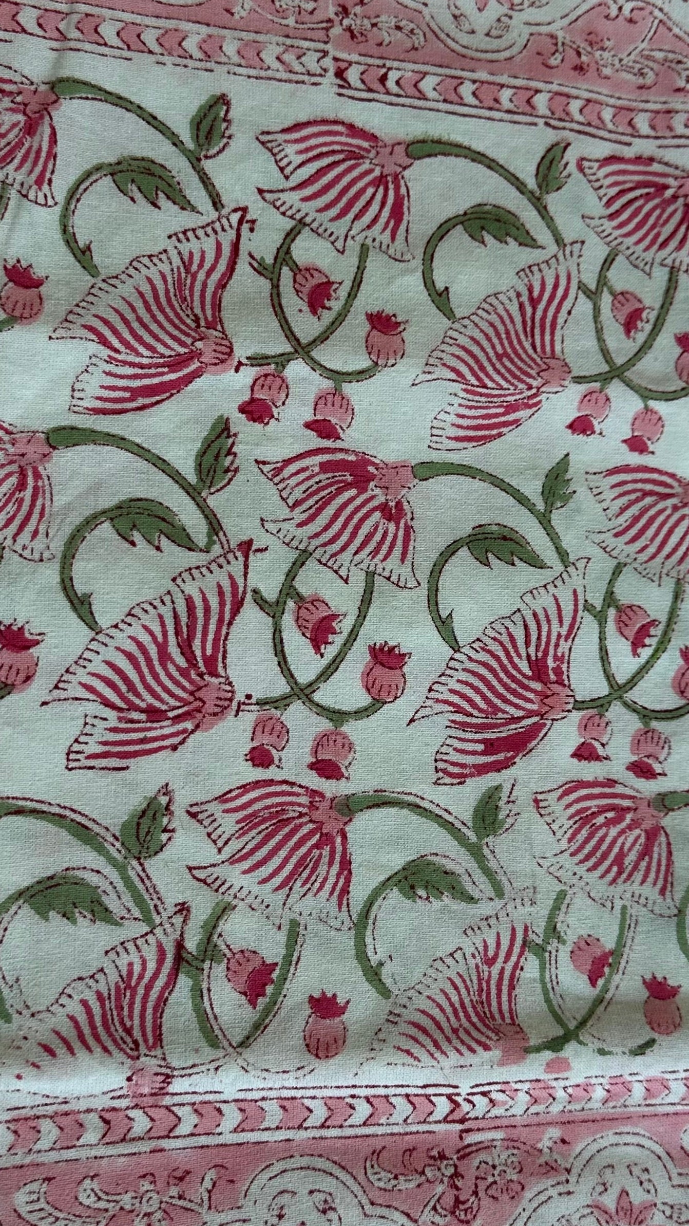 Handmade Jaipur Block Print Table Runner - Pink