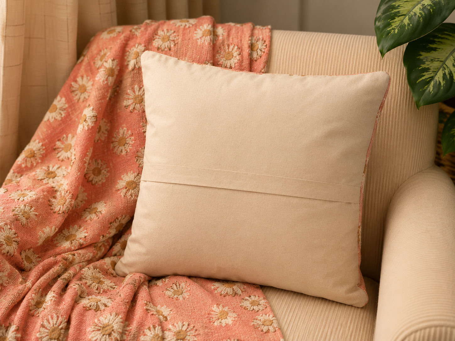 Set of 2 Daisy Cushion covers and Throw