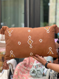 Teracotta Meare Embroidered Cotton Cushion Ginger Boho style