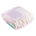 Checked Tasselled Throw Aqua Blossom