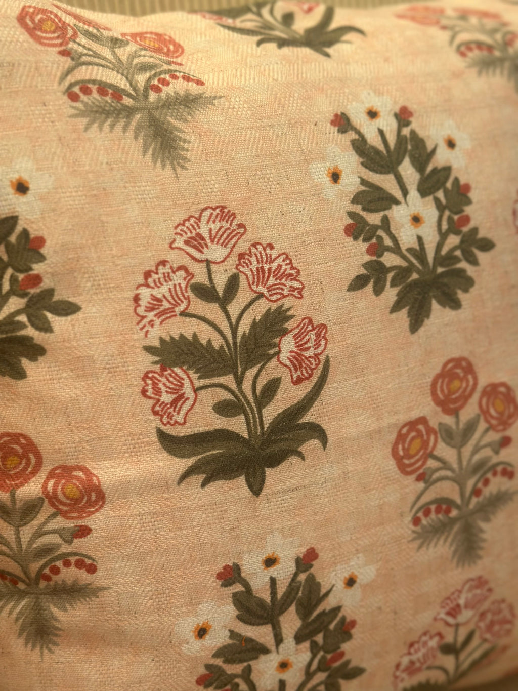 Floral  Block Print Pastel Cushion Cover