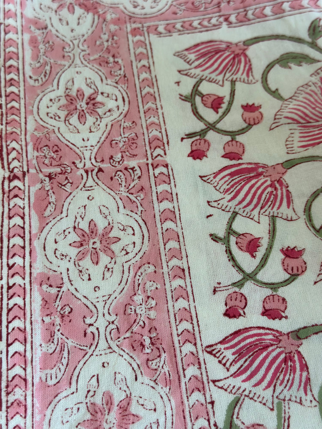 Handmade Jaipur Block Print Table Runner - Pink