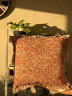 Durelle Damask Fringed Cushion Coral