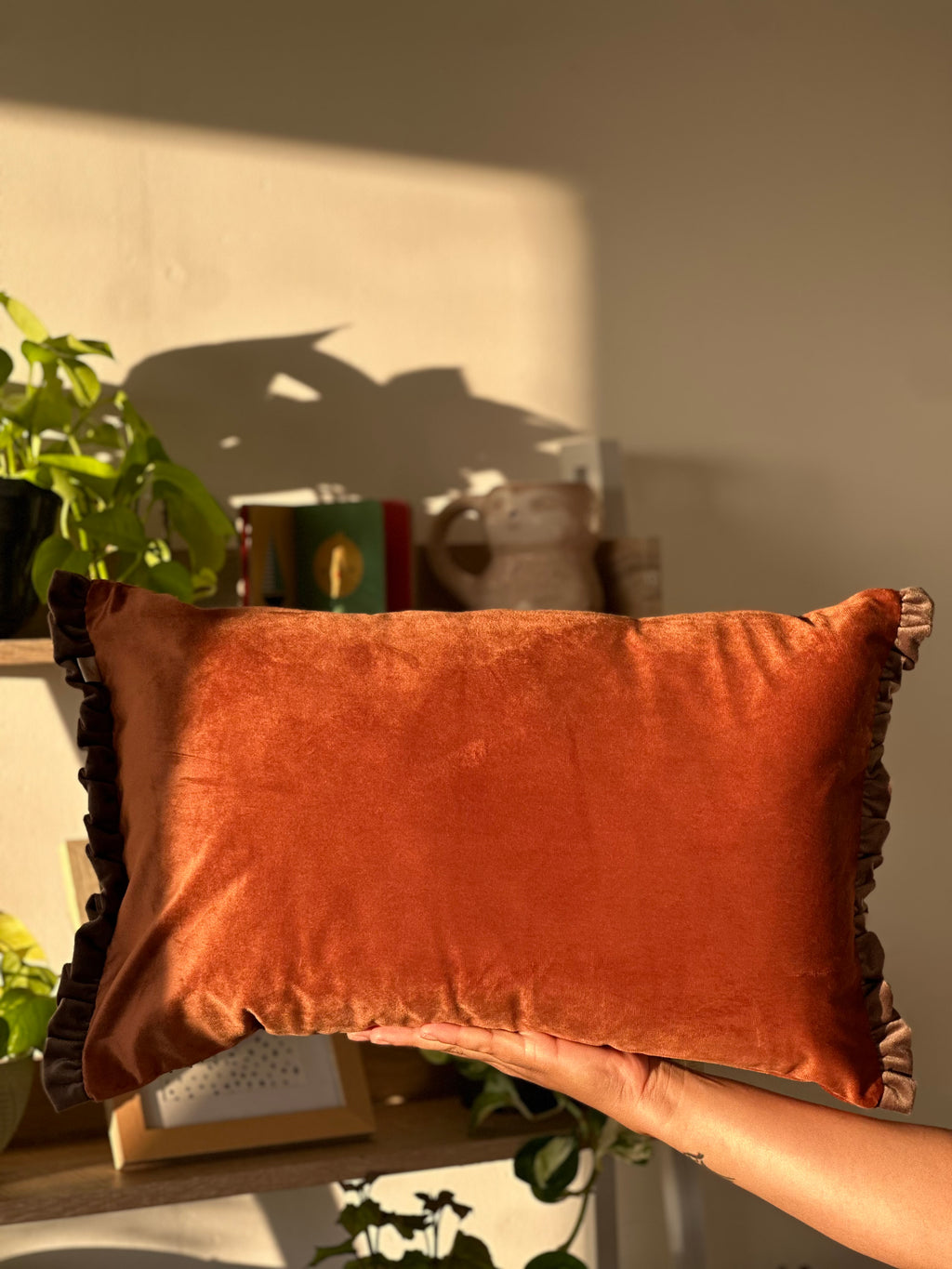 Tilly Velvet Reversible Cushion Rust/Mink