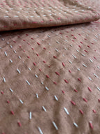 Kantha Stitch Pure Cotton Sofa or Bed throw King size Coral flower printed - Pastel