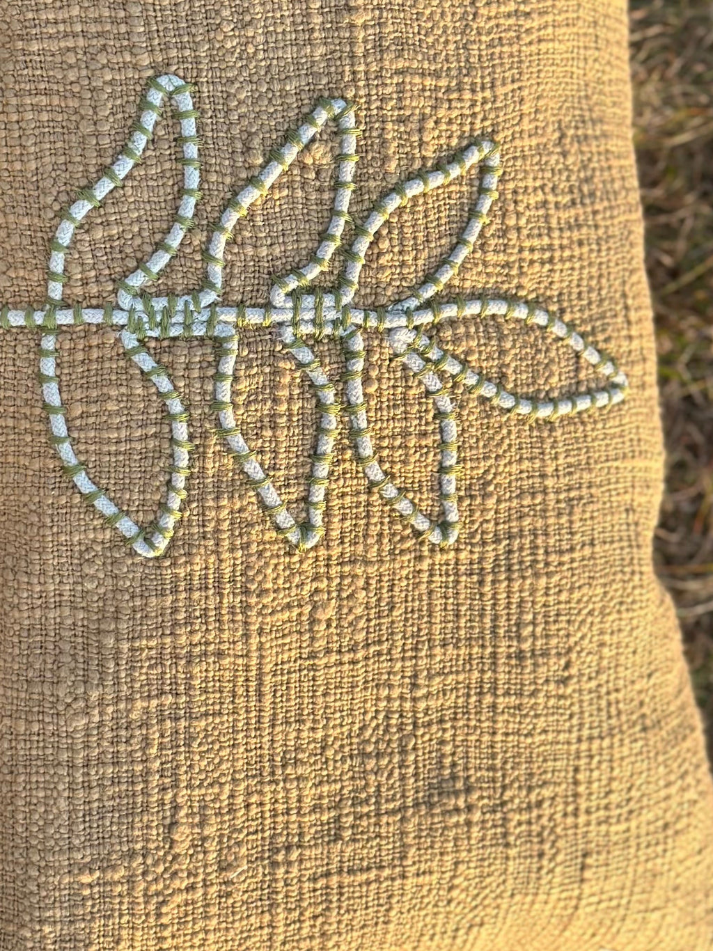 Mustard Textured Embroidered Cushion