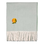 Lightweight Embroidered Throw Orange & Duck Egg