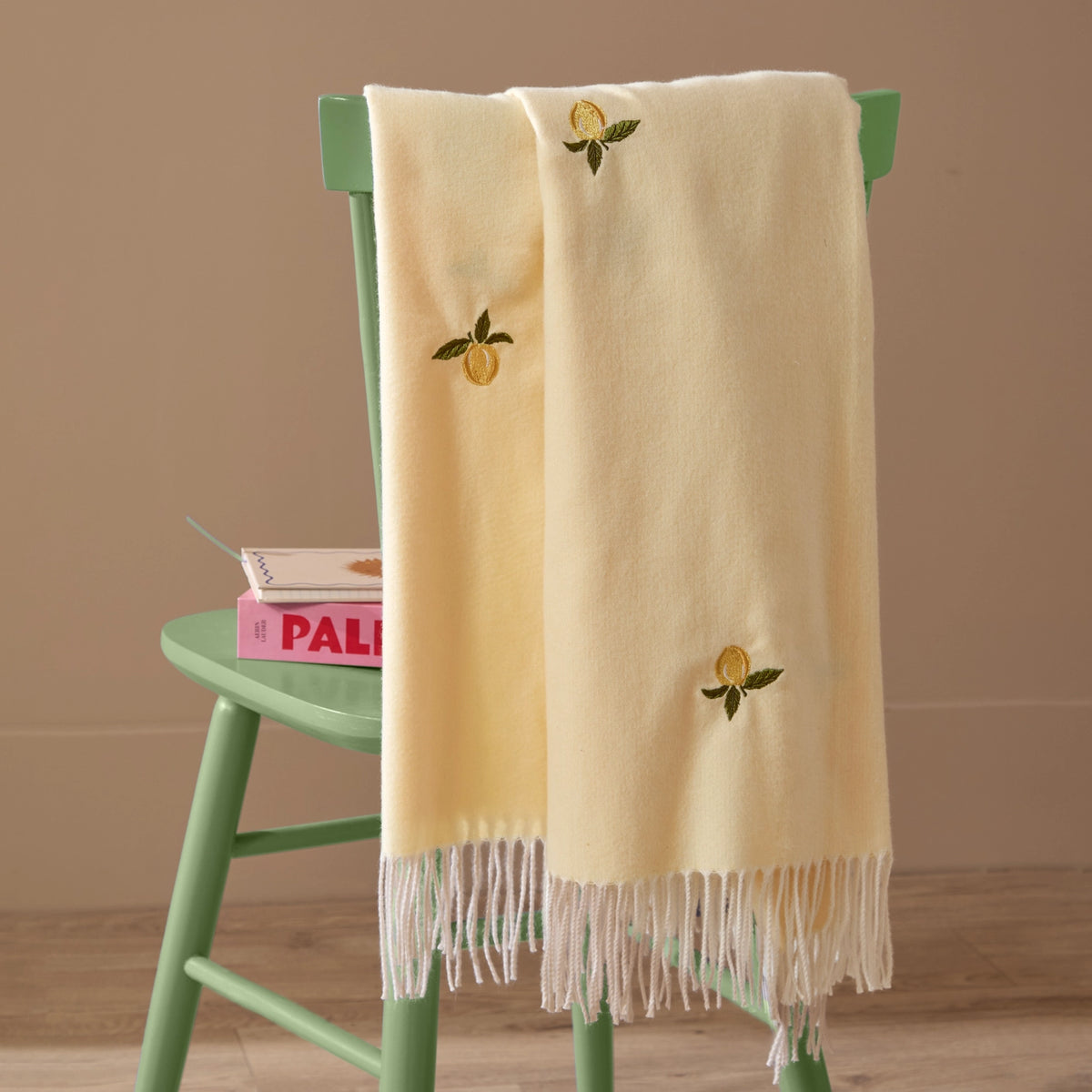 Fruits Lightweight Embroidered Throw Zesty Lemon