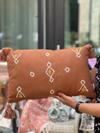 Teracotta Meare Embroidered Cotton Cushion Ginger Boho style