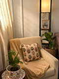 Floral  Block Print Pastel Cushion Cover