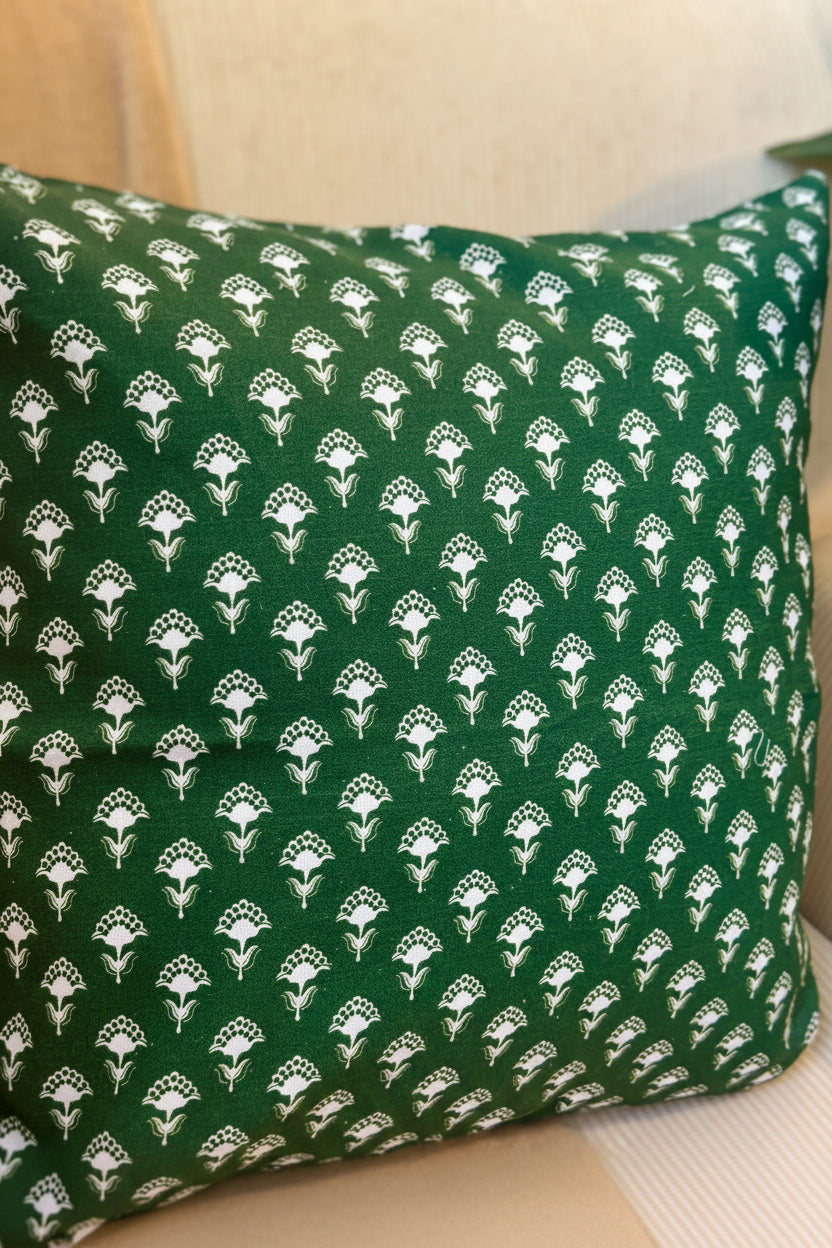 Olive Block Print Cushion cover