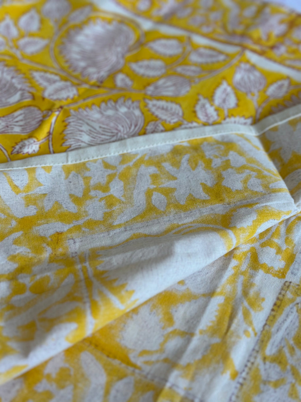 Handmade Jaipur Block Print Table Runner - Yellow