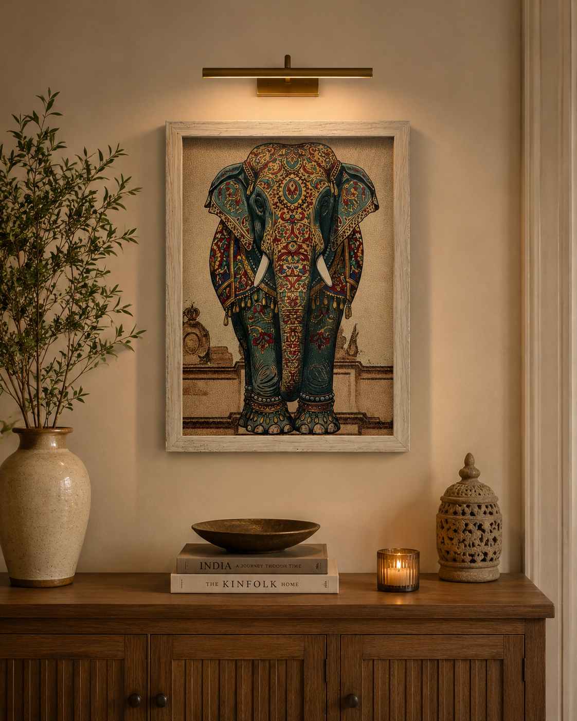 Multicoloured Elephant Print Wall Art