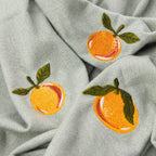 Lightweight Embroidered Throw Orange & Duck Egg