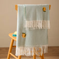 Lightweight Embroidered Throw Orange & Duck Egg