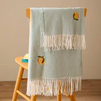 Lightweight Embroidered Throw Orange & Duck Egg