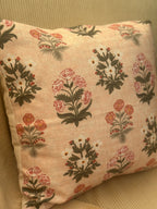 Floral  Block Print Pastel Cushion Cover