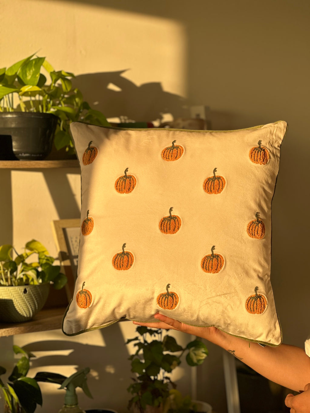 Pumpkin Spice Tufted Velvet Cushion