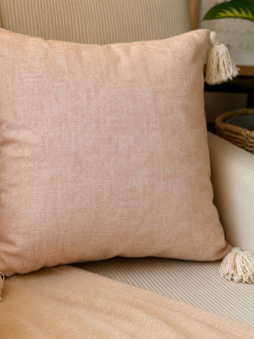 Dolce Powder Pink Tassel Cushion Cover