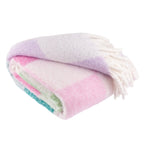 Checked Tasselled Throw Aqua Blossom